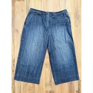 Talbots‎ Petites Women's Size 6 Wide Leg Denim Capri Pants 100%Cotton Hong Kong